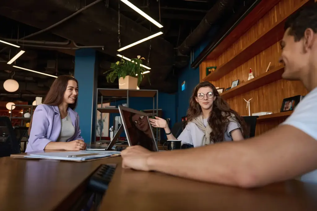 Colleagues meeting in an office
